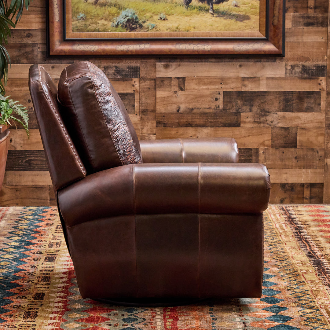 Rodeo Western Leather Swivel Recliner