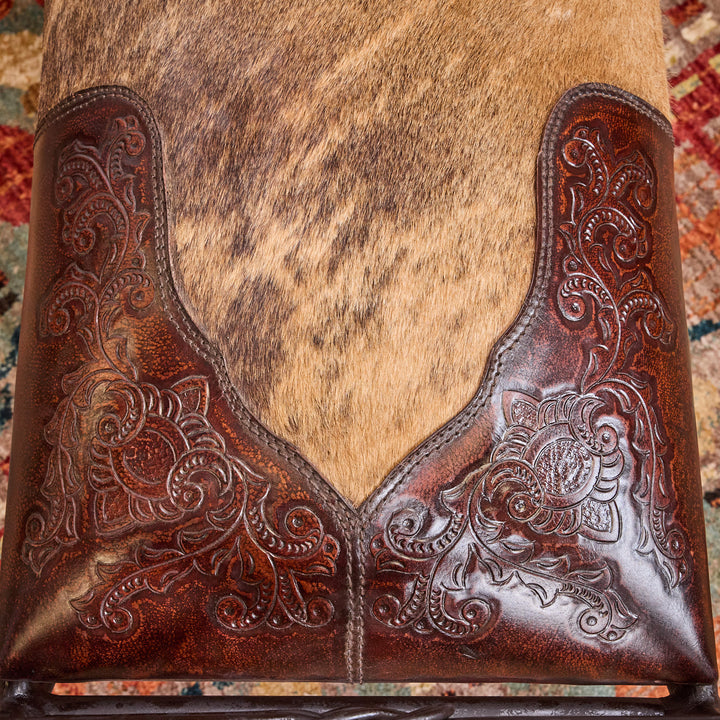 Antique Leather Vanity Bench