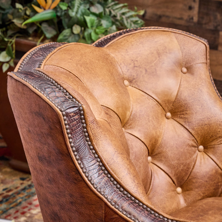 Dryland Rustic Leather Swivel Chair