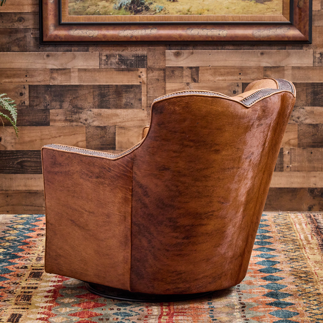 Dryland Rustic Leather Swivel Chair