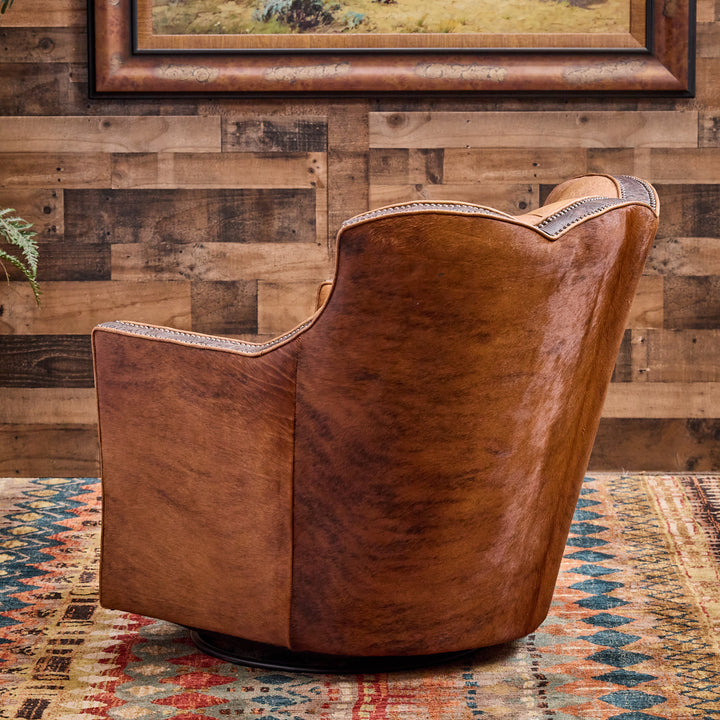 Dryland Rustic Leather Swivel Chair