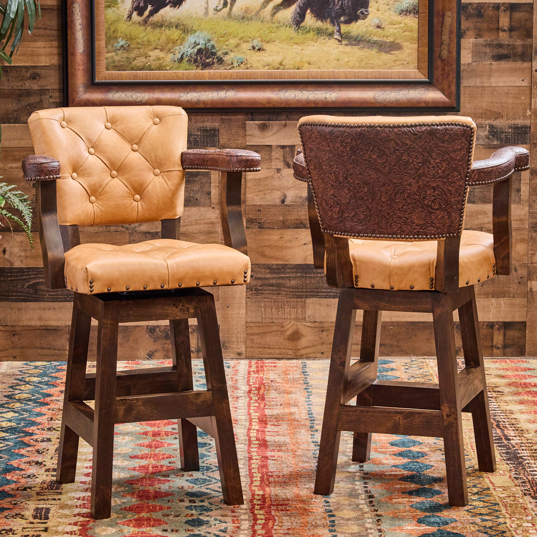 Cowboy Cognac Western Leather Bar Stool