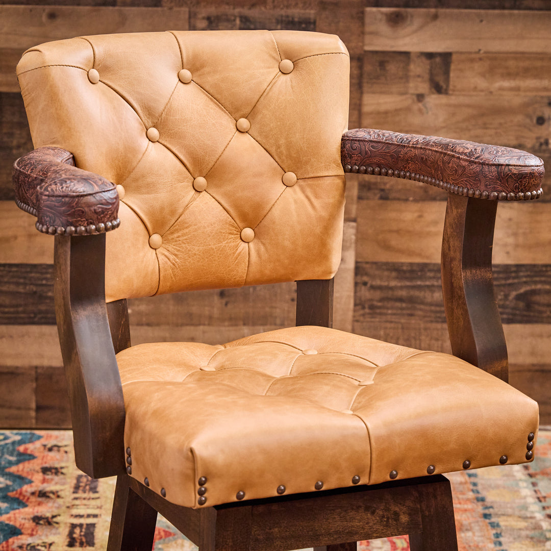 Cowboy Cognac Western Leather Bar Stool