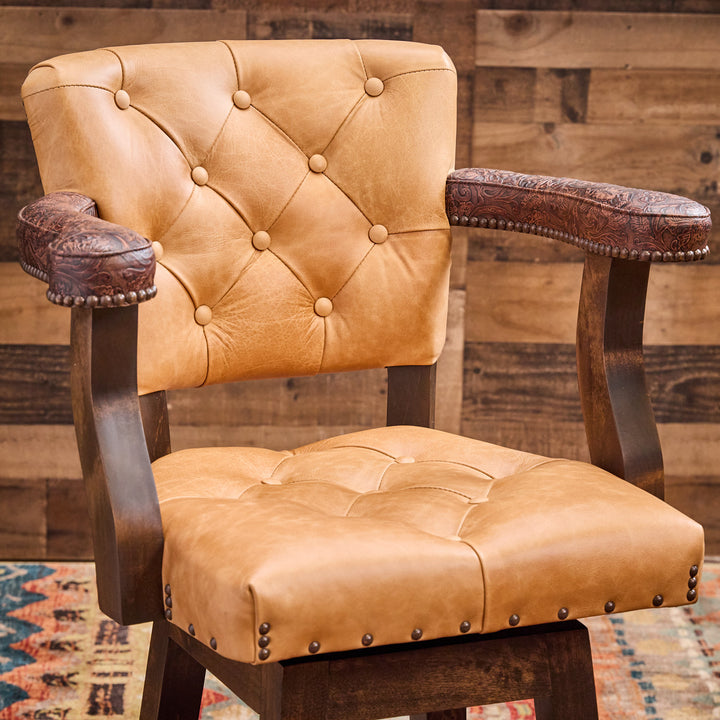 Cowboy Cognac Western Leather Bar Stool