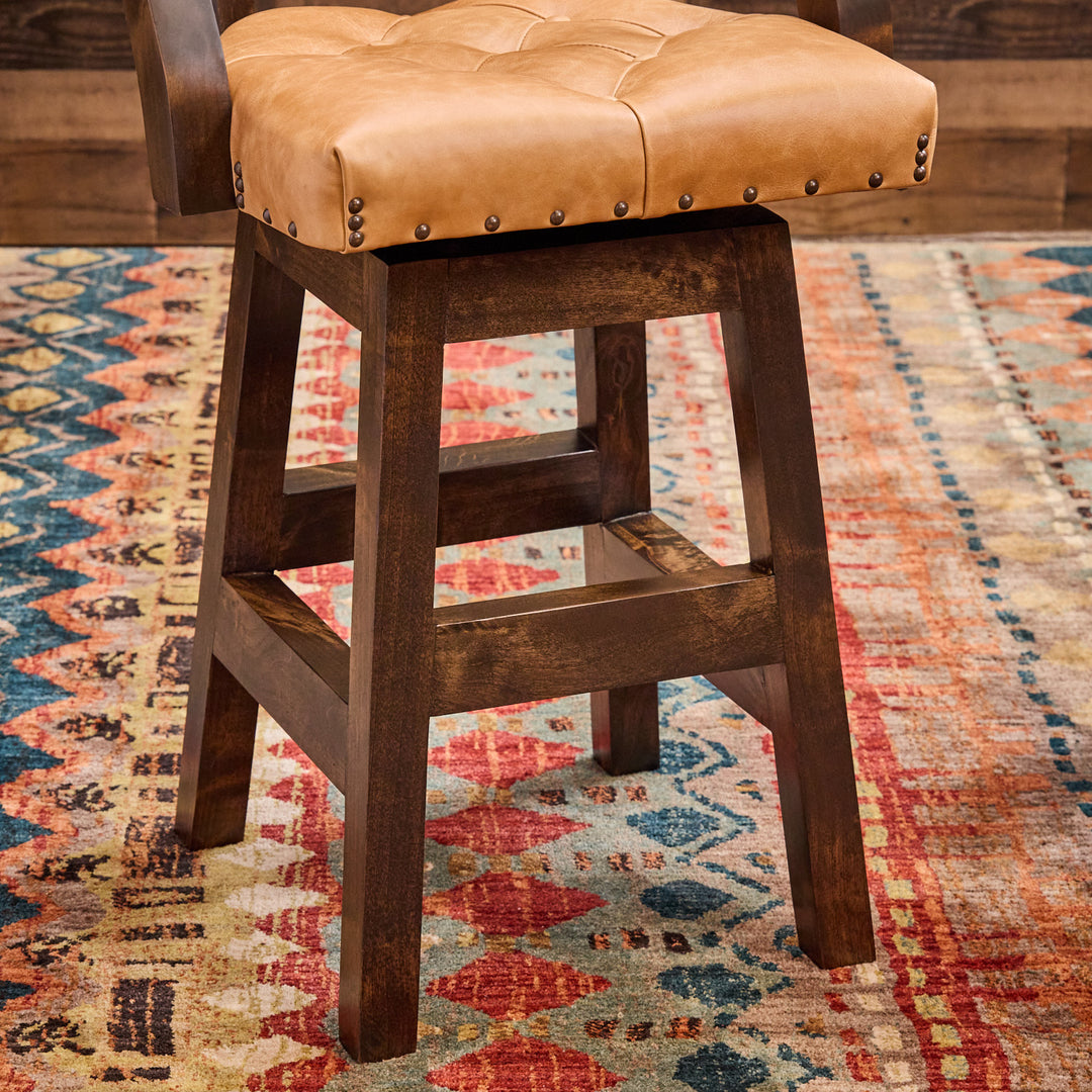 Cowboy Cognac Western Leather Bar Stool
