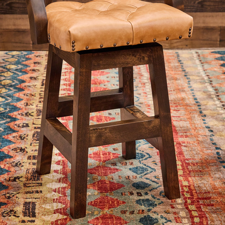 Cowboy Cognac Western Leather Bar Stool