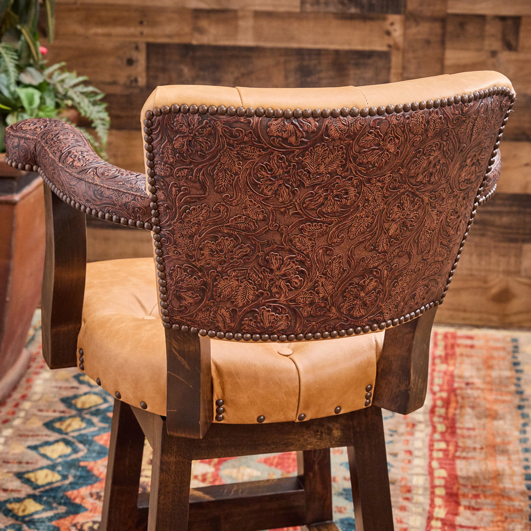 Cowboy Cognac Western Leather Bar Stool