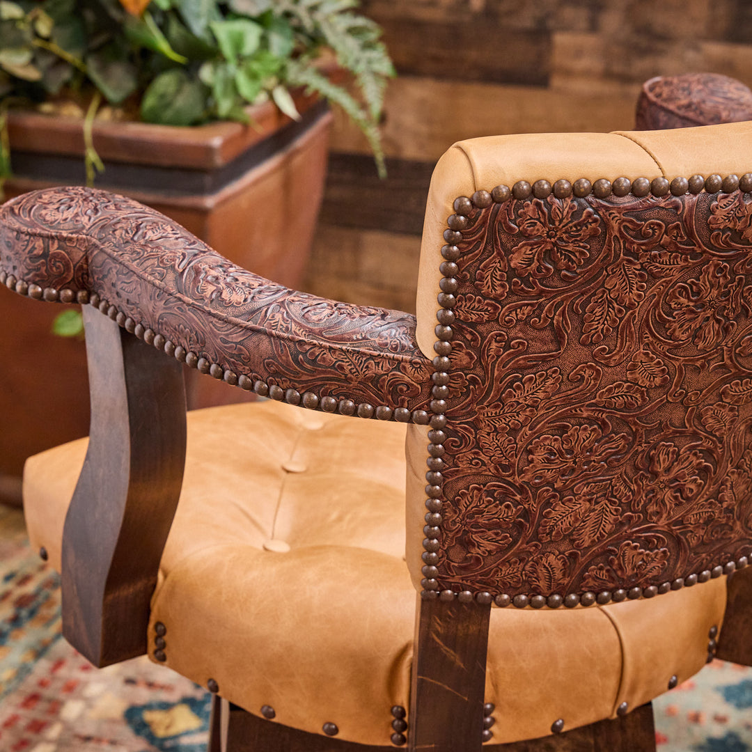 Cowboy Cognac Western Leather Bar Stool