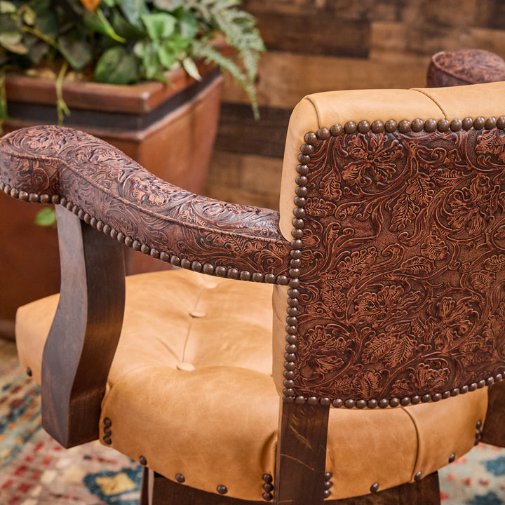 Cowboy Cognac Western Leather Bar Stool