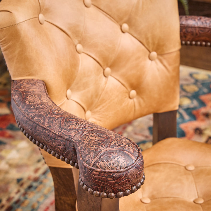 Cowboy Cognac Western Leather Bar Stool