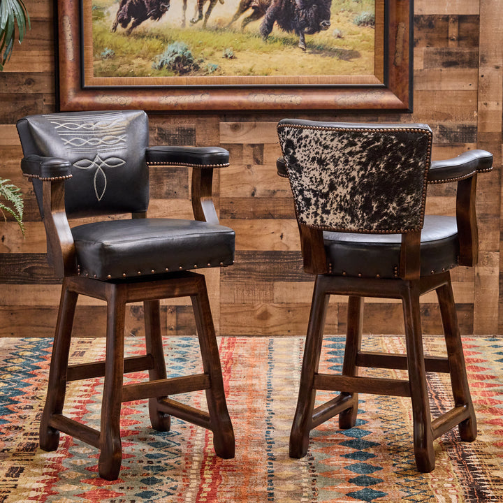 Midnight Rodeo Western Leather Bar Stool
