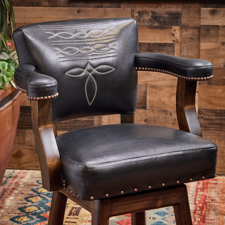 Midnight Rodeo Western Leather Bar Stool