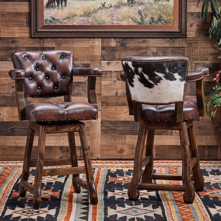 Tombstone Cowhide Western Leather Bar Stool