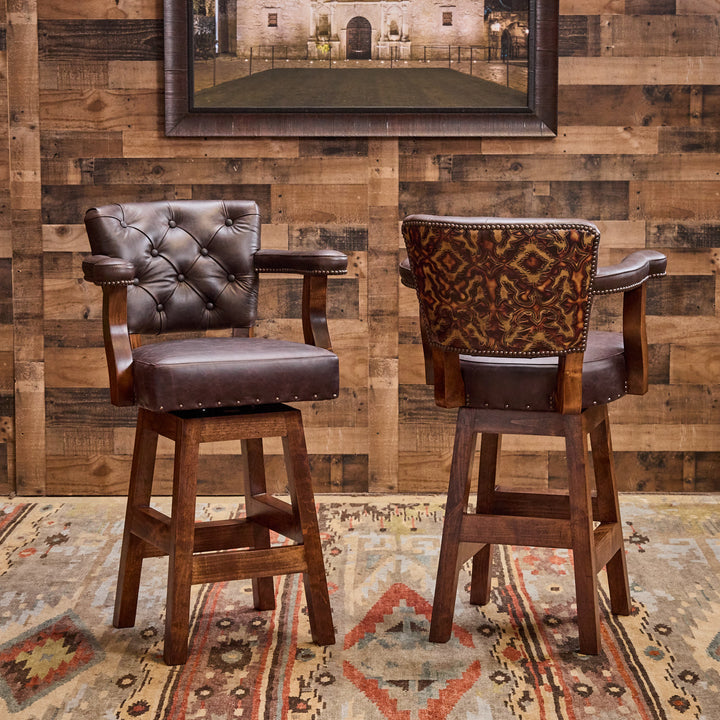 Nuevo Laredo Western Leather Bar Stool