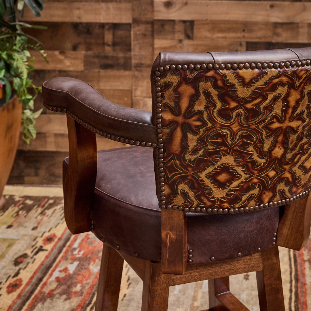 Nuevo Laredo Western Leather Bar Stool