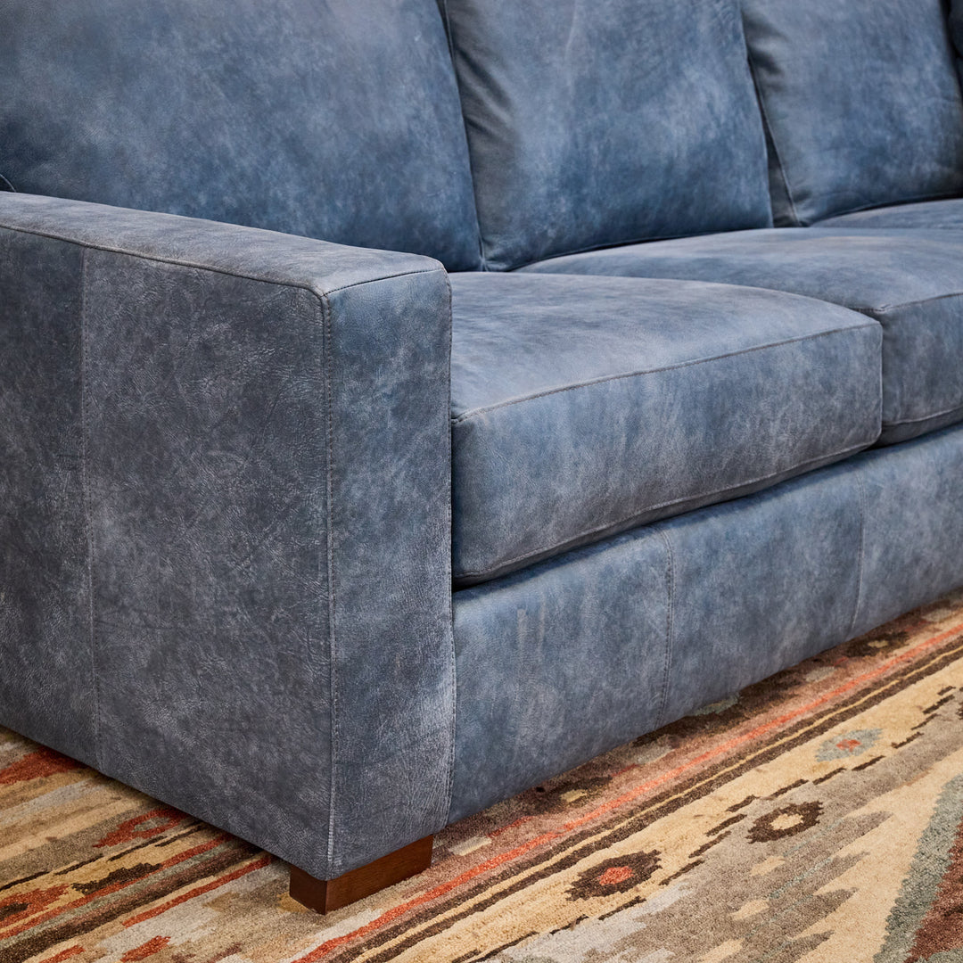 Blue Arroyo Leather Sectional with Chaise