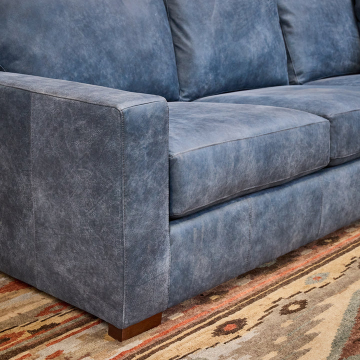 Blue Arroyo Leather Sectional with Chaise
