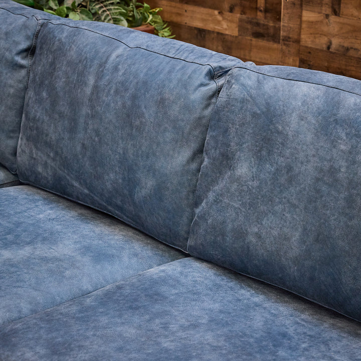 Blue Arroyo Leather Sectional with Chaise