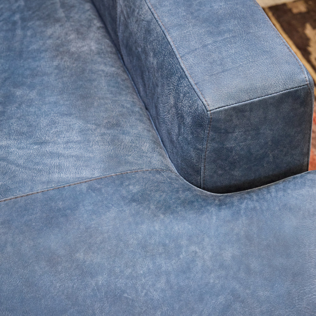 Blue Arroyo Leather Sectional with Chaise