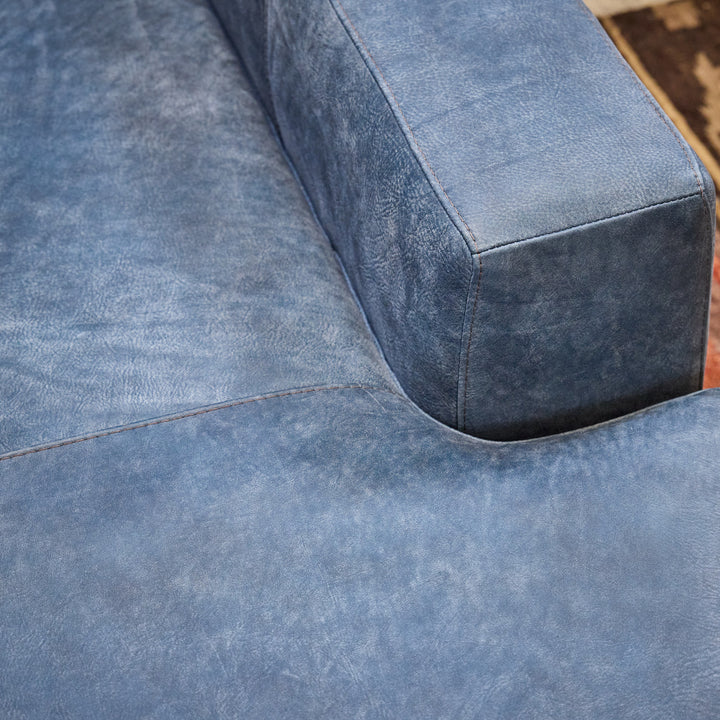 Blue Arroyo Leather Sectional with Chaise