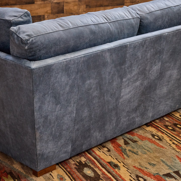 Blue Arroyo Leather Sectional with Chaise
