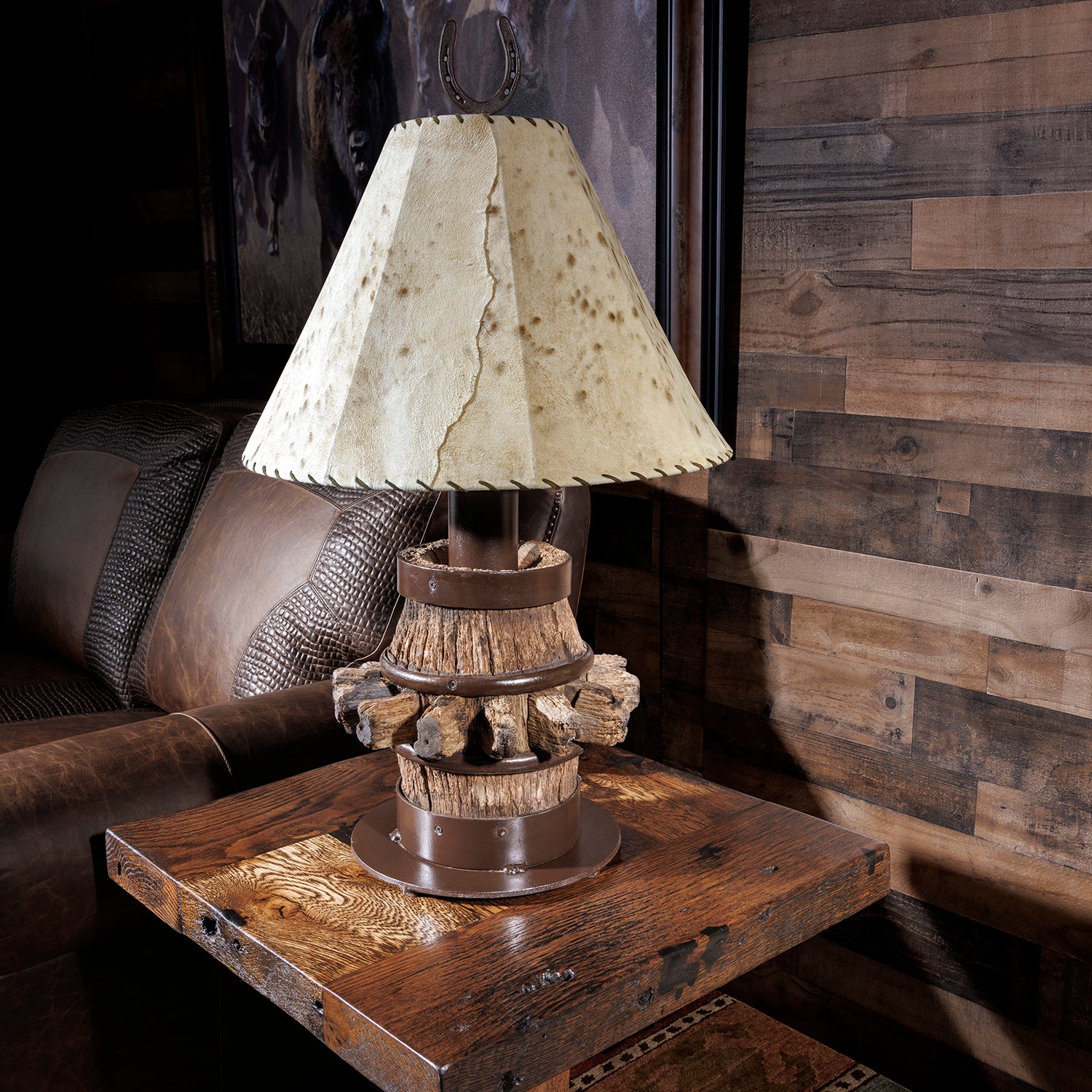 Southwestern Wrought Iron Tall Table Lamps Mid Century Brutalist Style