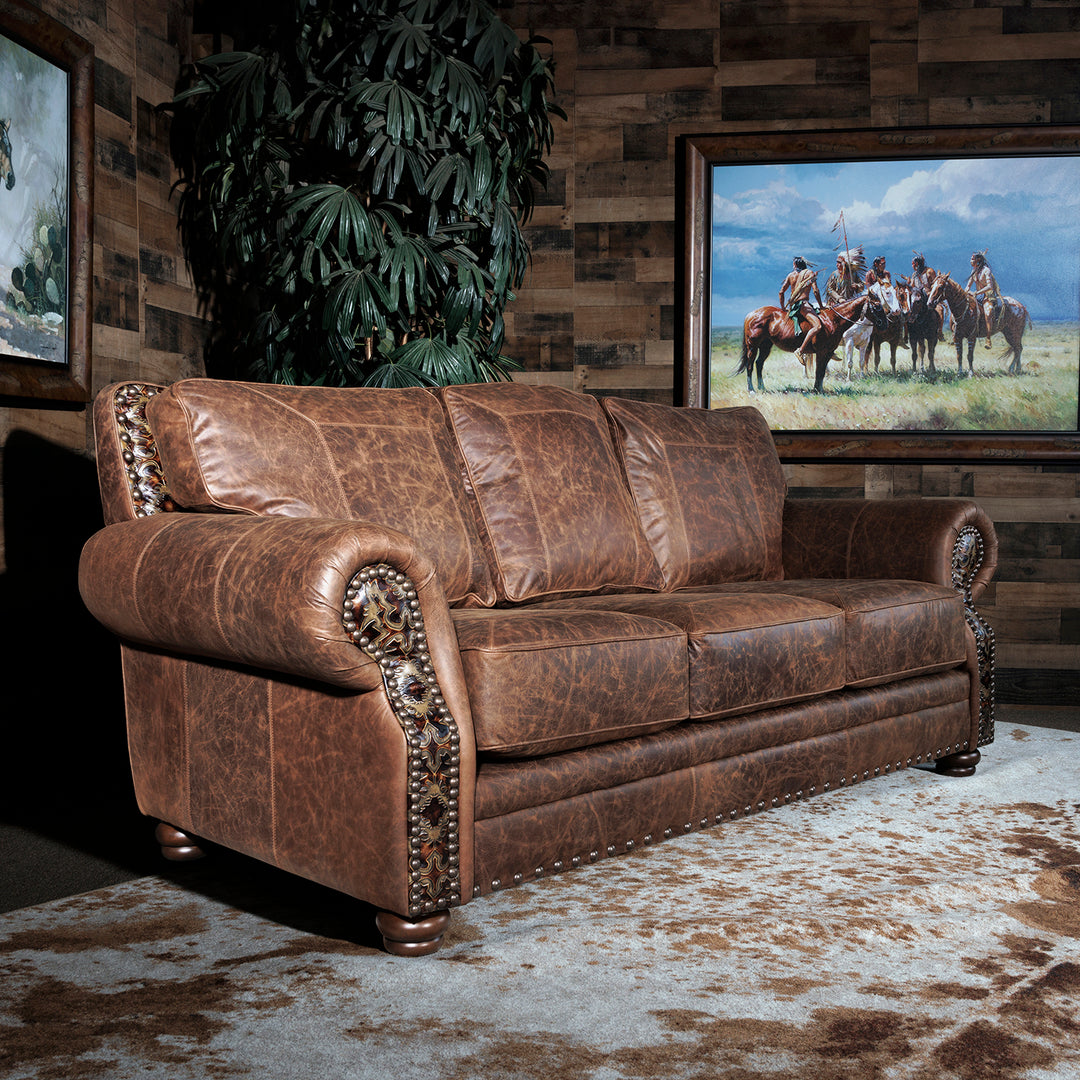 San Saba Western Leather Sofa - Main Image