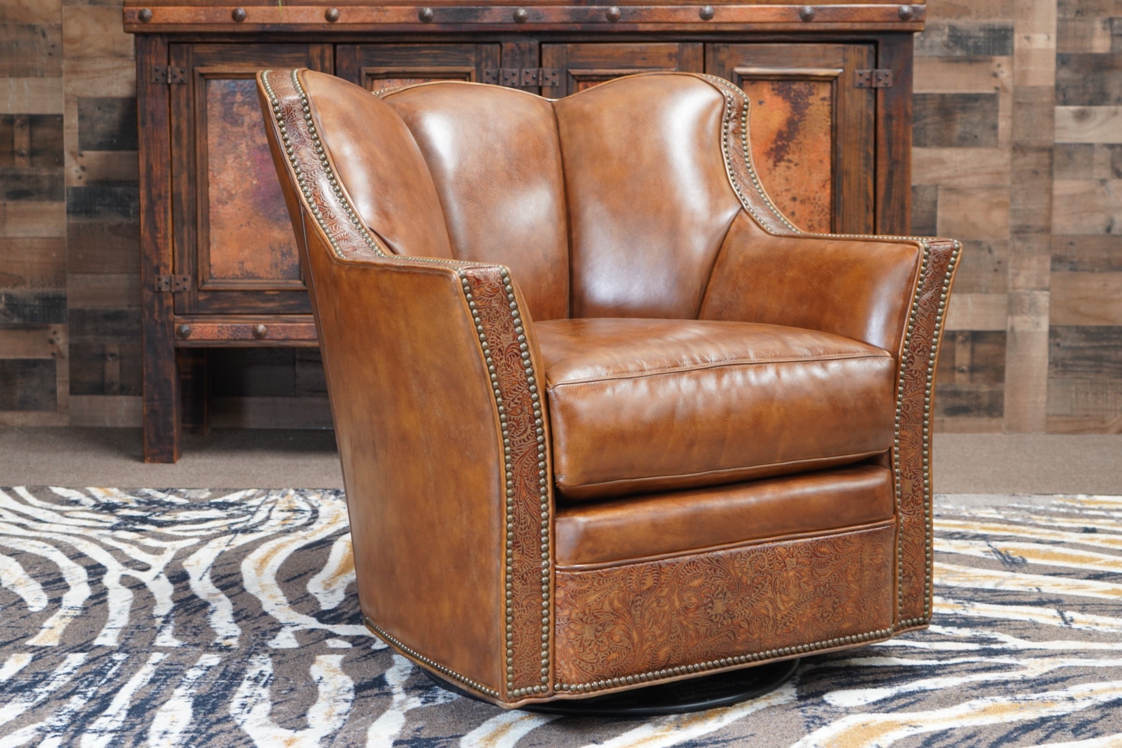 Hill Country Leather Swivel Chair