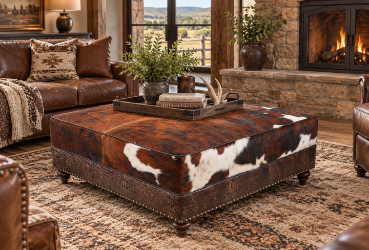 Melano Cowhide Ottoman