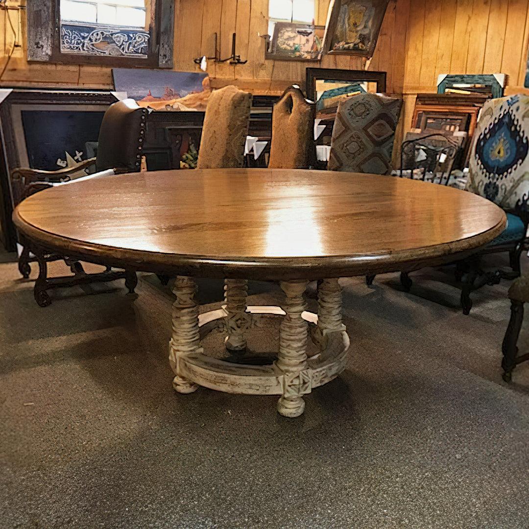 Melrose Two Tone Round Dining Table - Main Image