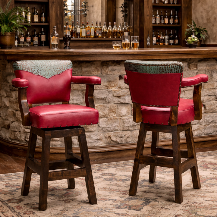 Tres Rios Western Leather Bar Stool