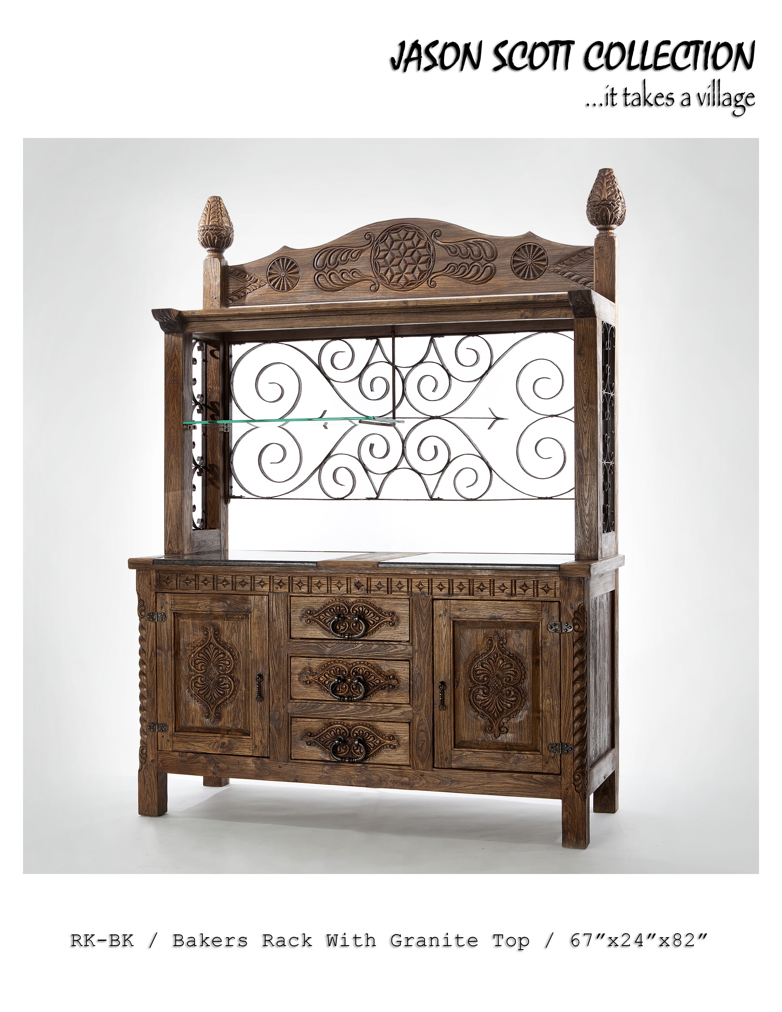 Stone Baker Rack Bakers Rack w/ Granite Top – Hat Creek Interiors