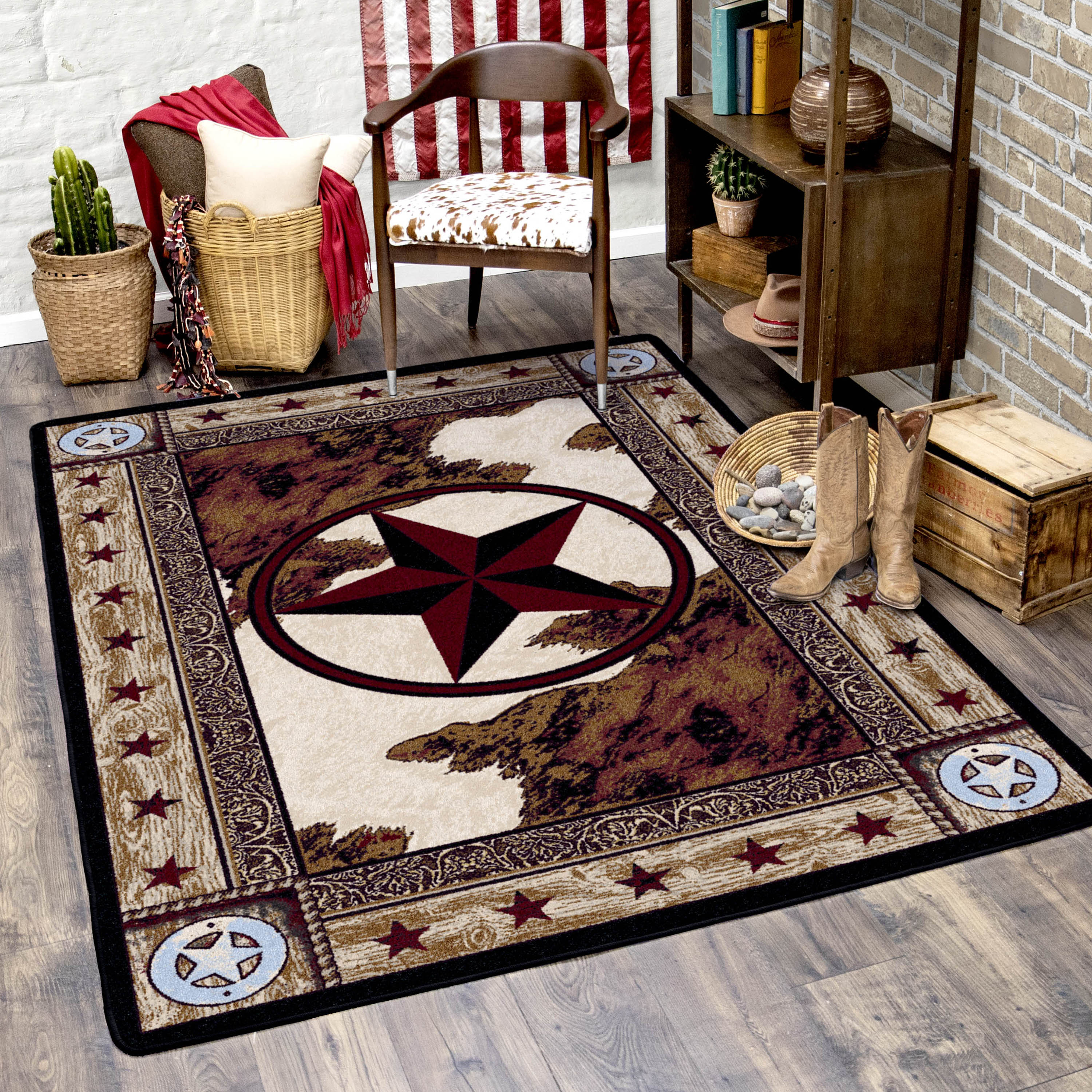 Texas Ranch Rug Ranger Cow Print Rug | Cowhide Print Area Rugs | Western Rugs – Hat ...