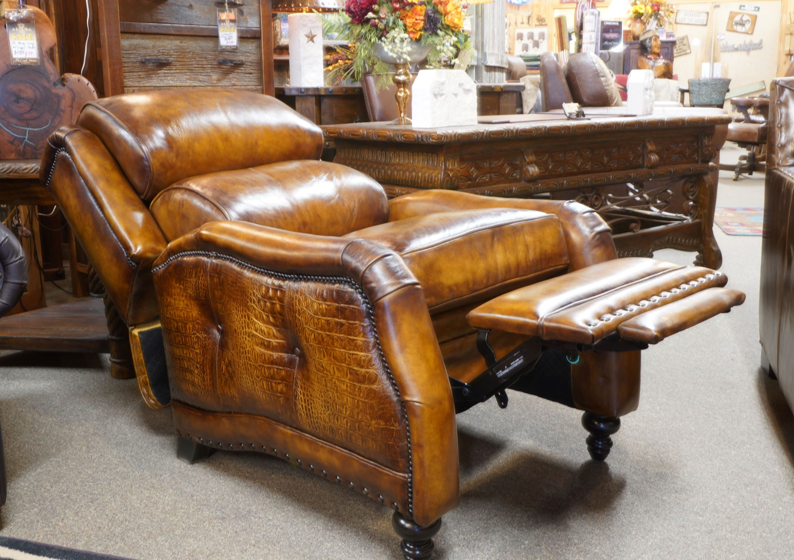 Brown leather deals recliners for sale