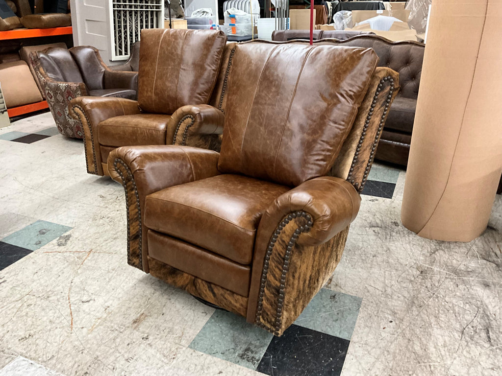 San Angelo Leather & Cowhide Recliner Hat Creek Interiors