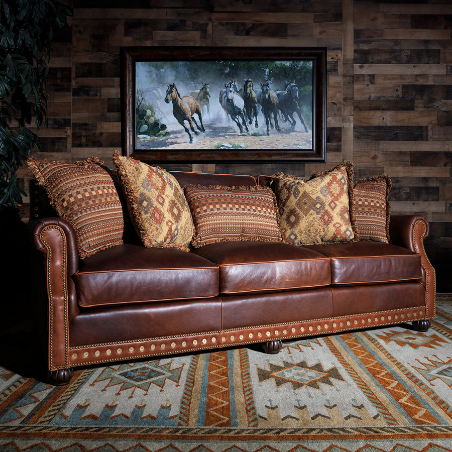 Upscale Western Leather Sofa - Elegant Rustic Leather Sofa – Hat Creek ...