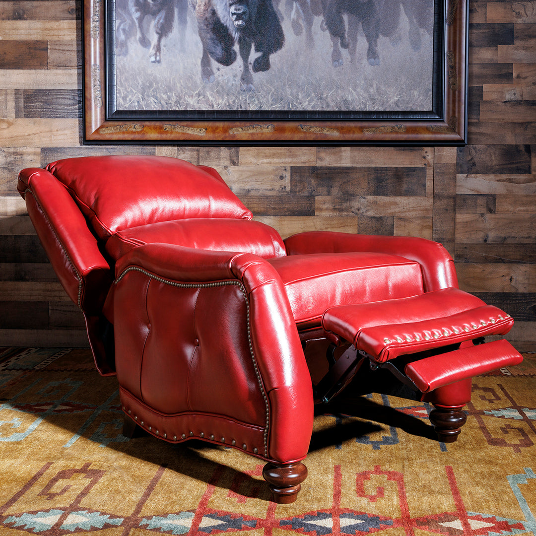 red leather western recliner