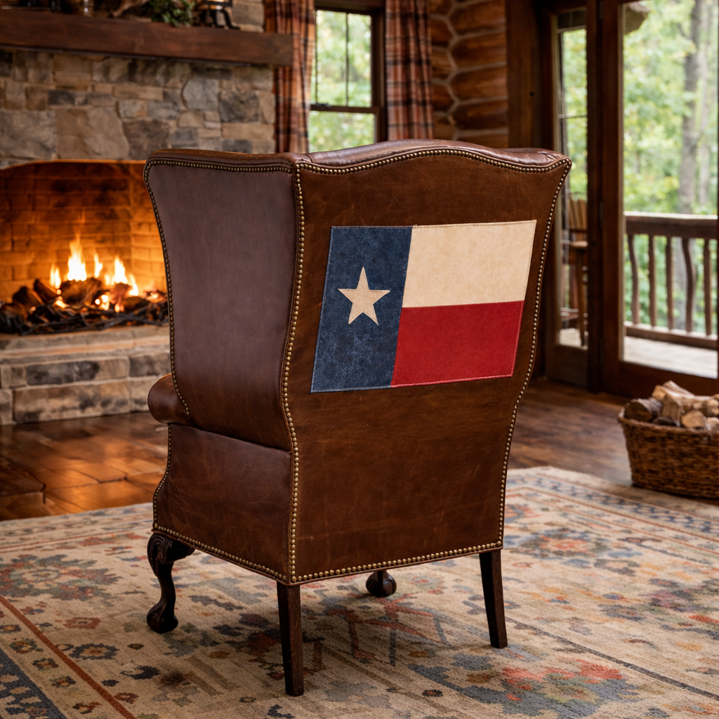Lone Star Leather Wingback Chair