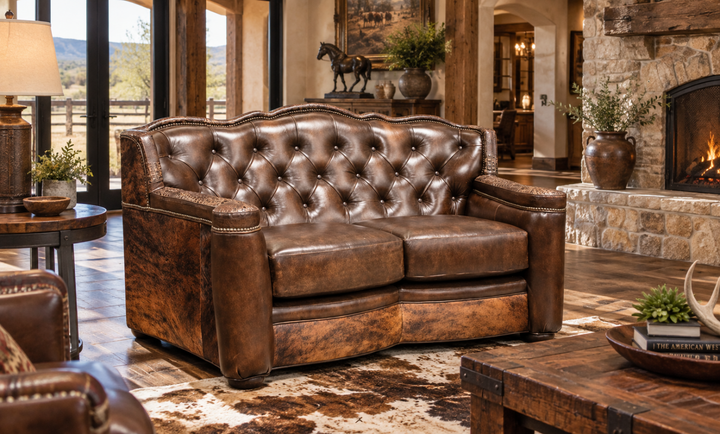 Tucker Loveseat with Cowhide
