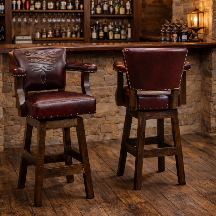 Bonfire Wine Western Leather Bar Stool