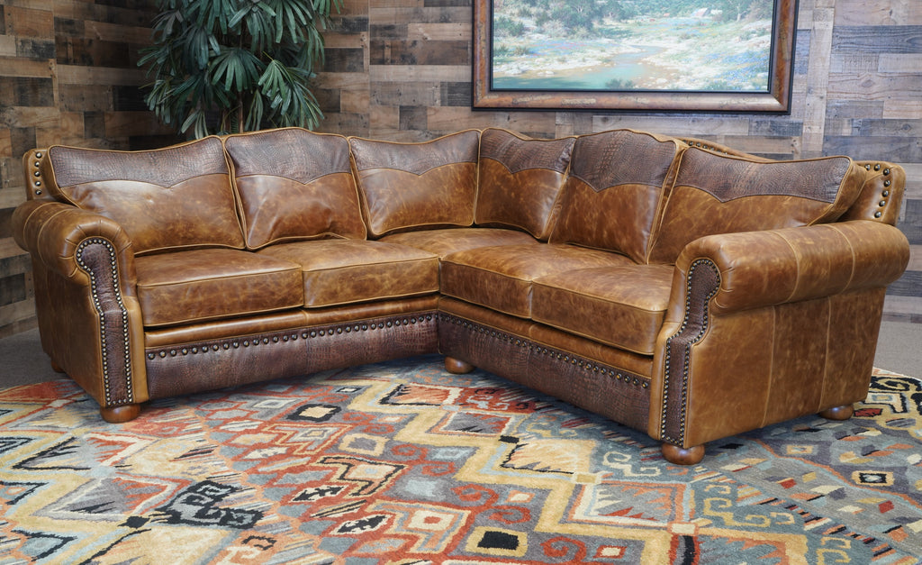 Rustic leather 2024 sectional couch