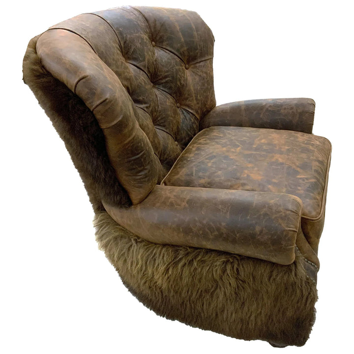 Yellowstone Buffalo Curved Back Tufted Chair