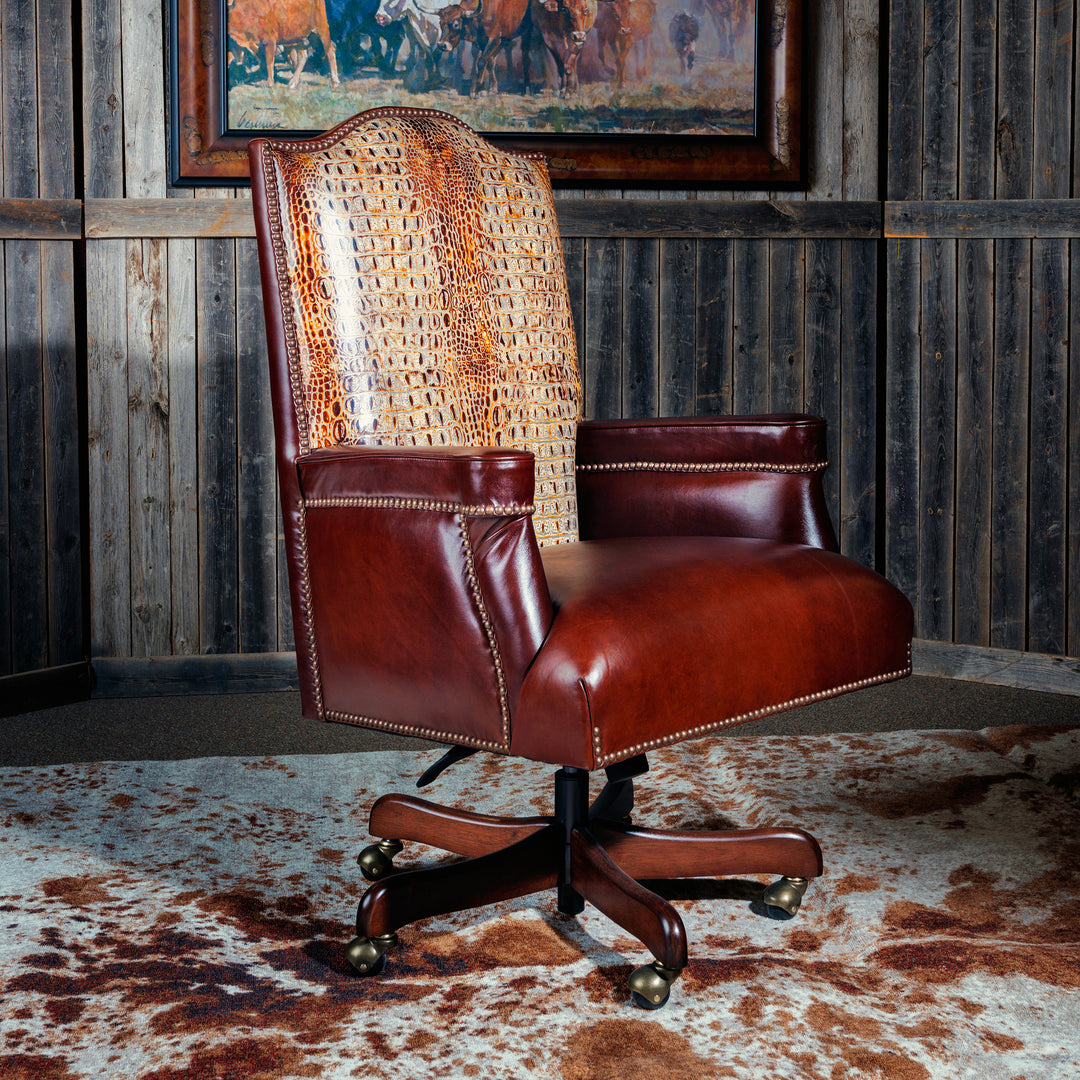 Aged Gator Leather Executive Office Chair