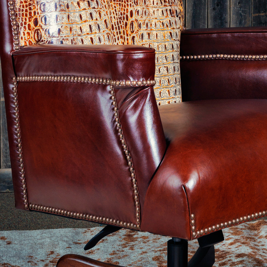 Aged Gator Leather Executive Office Chair