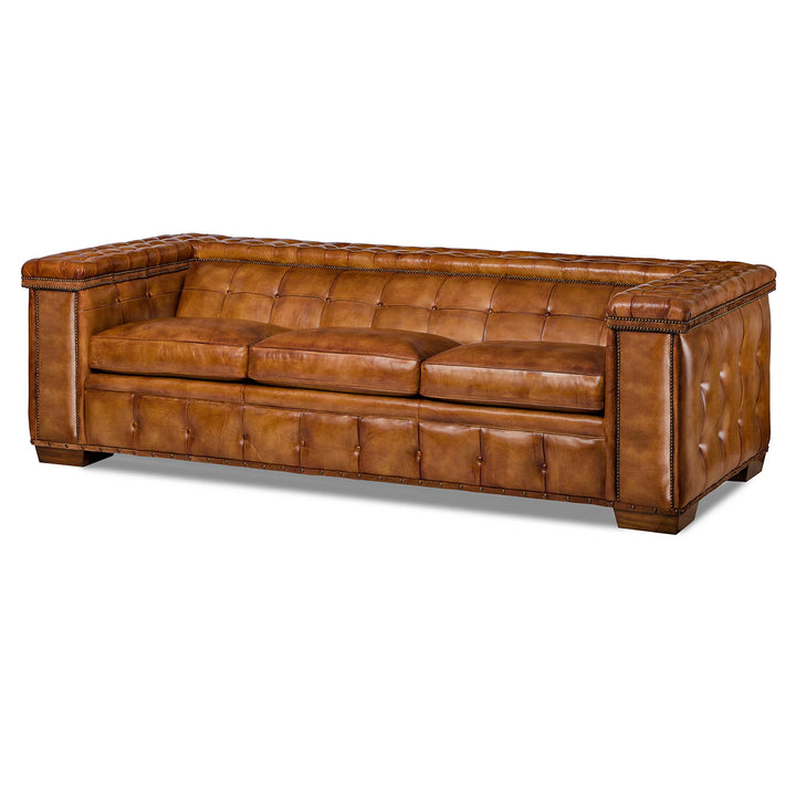 Button Antique Leather Sofa