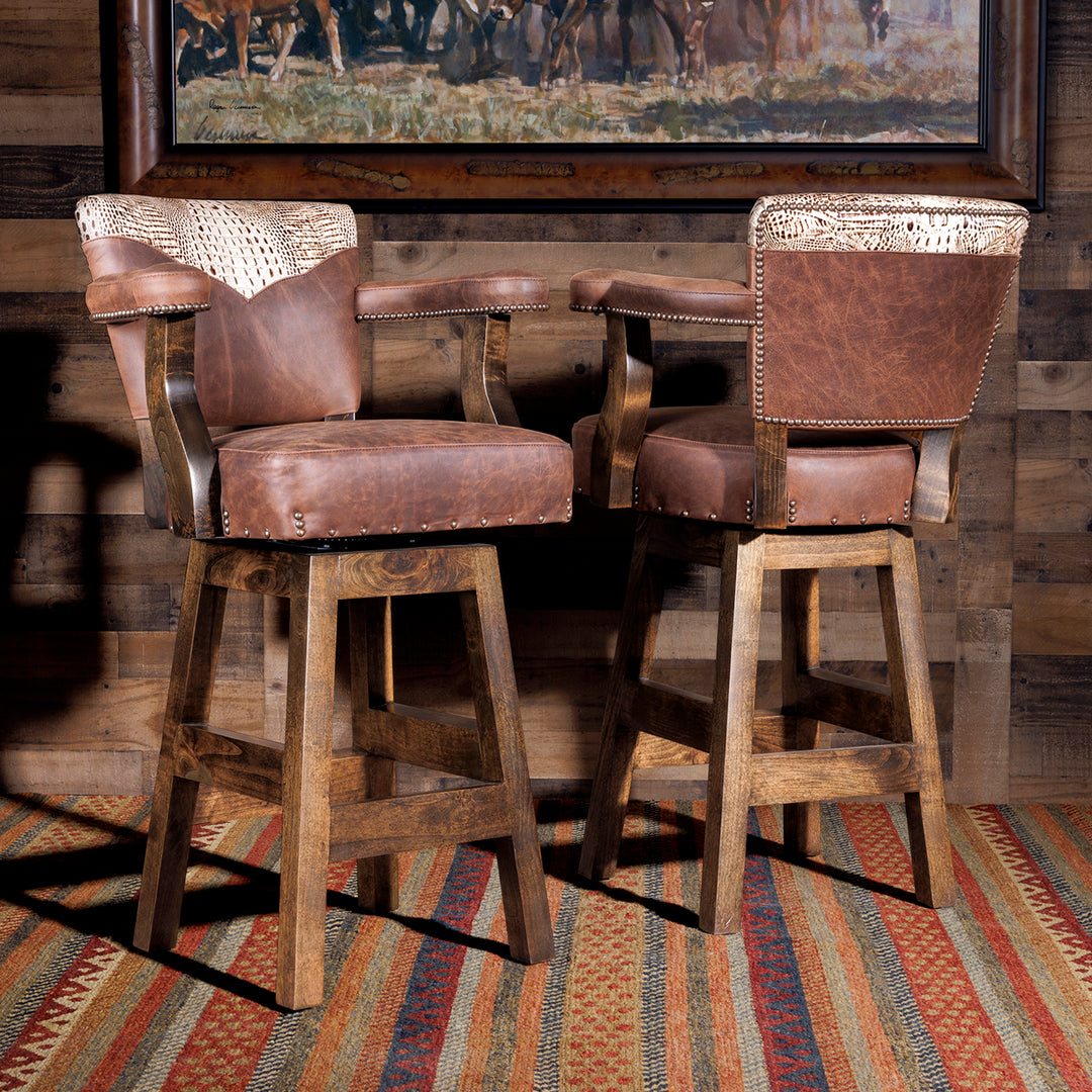 Aryanna Mojave Western Leather Bar Stool