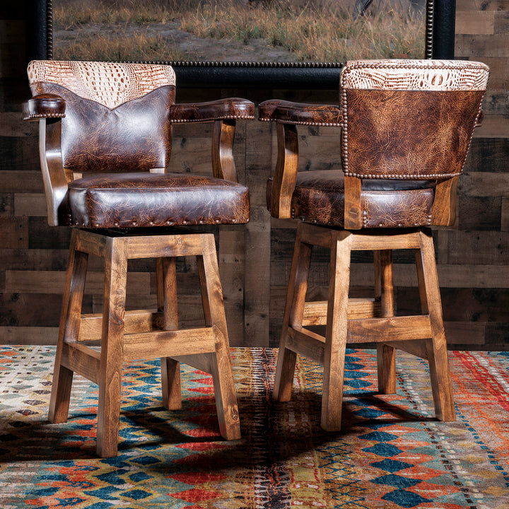 Tanner Western Leather Bar Stool