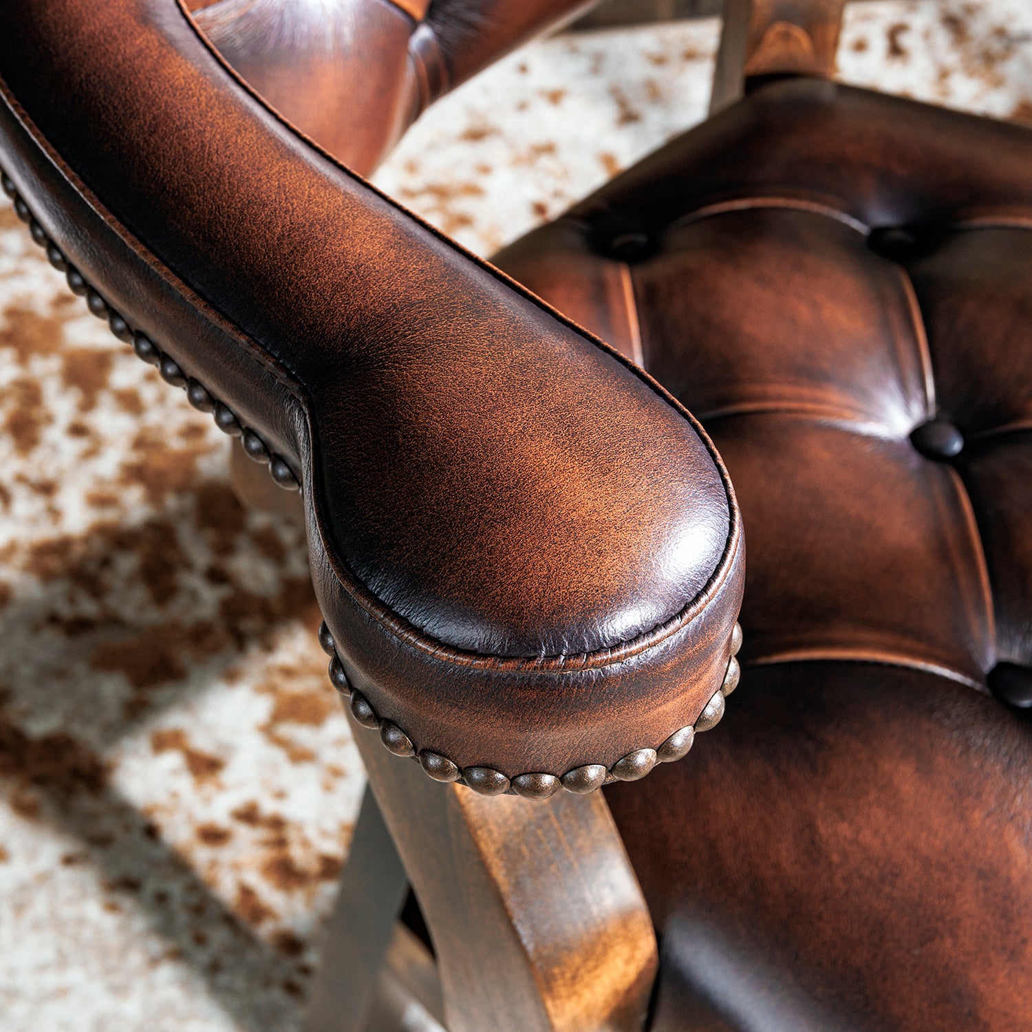 Chisum Leather Axis Barstool Chisum Axis Hide Bar Stools Hat Creek