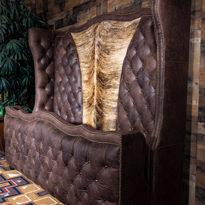 Frontier Western Leather Bed - Desert Cowhide