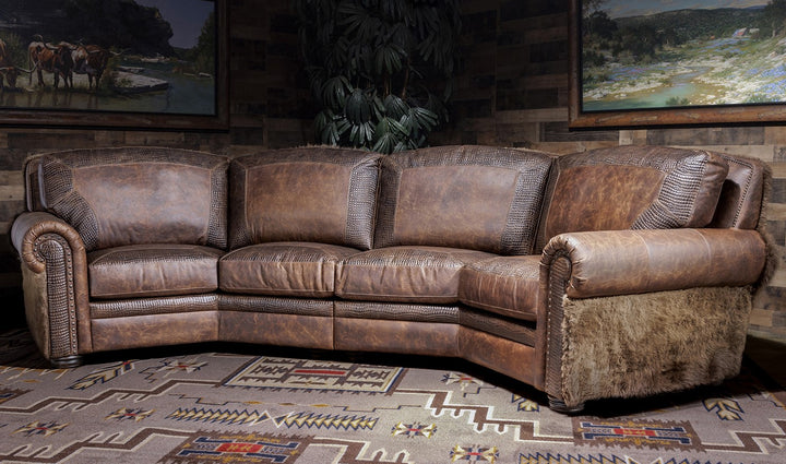 Denver Buffalo Hide Curved Leather Sofa